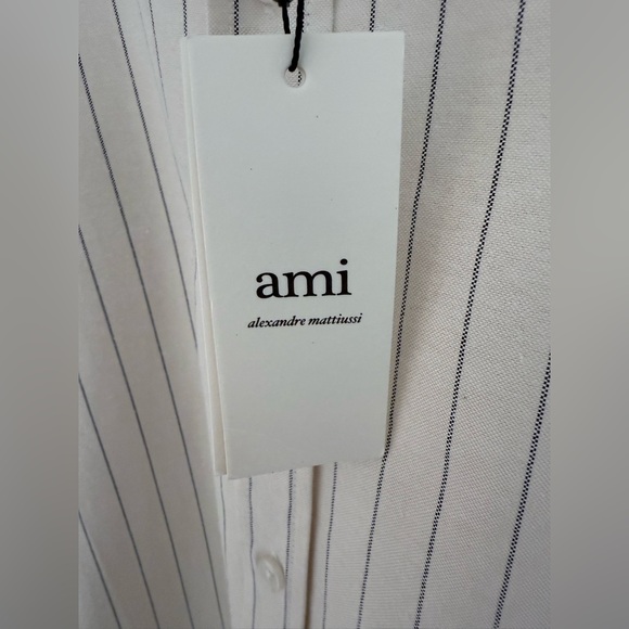 NWT AMI PARIS Striped Cotton Oxford Shirt - Picture 7 of 11